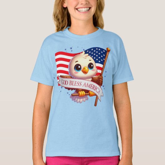 Patriotic Eagle GOD BLESS AMERICA flag, USA 🦅🇺🇸 Tシャツ (正面)