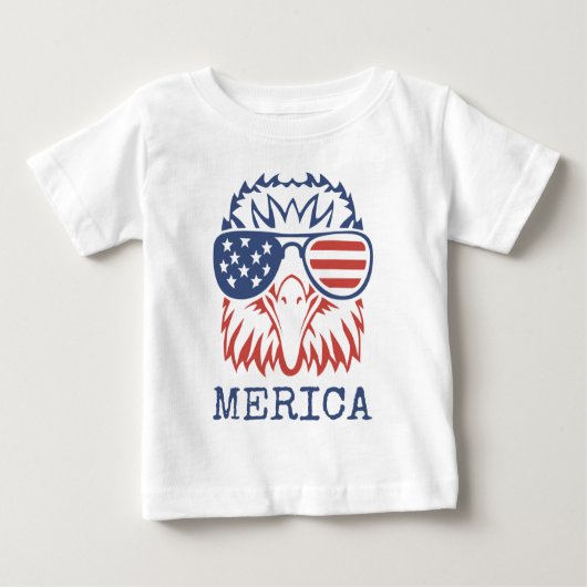 Patriotic Eagle Merica 4th of July American Flag T ベビーTシャツ (正面)