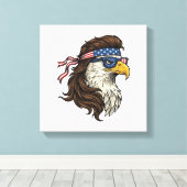 Patriotic Eagle Mullet Vintage Engraving Vector De キャンバスプリント (インサイチュ (ウッドフロア))