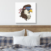 Patriotic Eagle Mullet Vintage Engraving Vector De キャンバスプリント (インサイチュ (寝室))