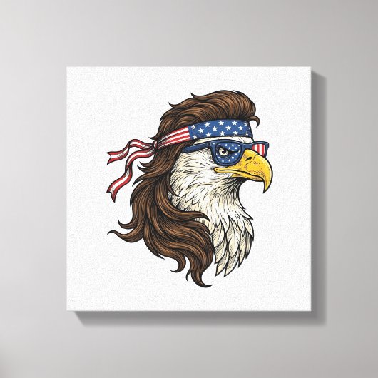 Patriotic Eagle Mullet Vintage Engraving Vector De キャンバスプリント (正面)