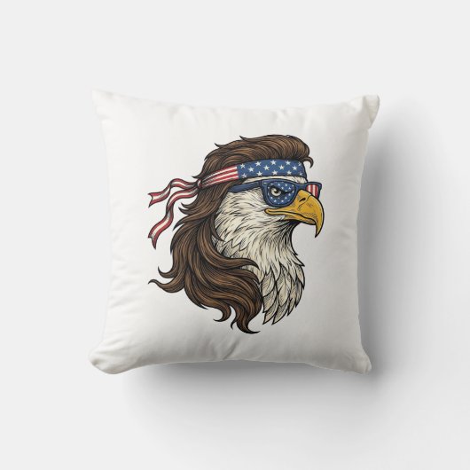 Patriotic Eagle Mullet Vintage Engraving Vector De クッション (正面)