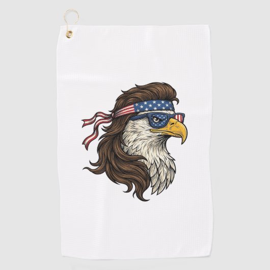 Patriotic Eagle Mullet Vintage Engraving Vector De ゴルフタオル (正面)
