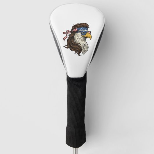 Patriotic Eagle Mullet Vintage Engraving Vector De ゴルフヘッドカバー (正面)