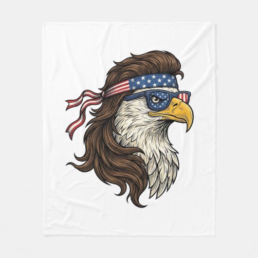Patriotic Eagle Mullet Vintage Engraving Vector De フリースブランケット (正面)