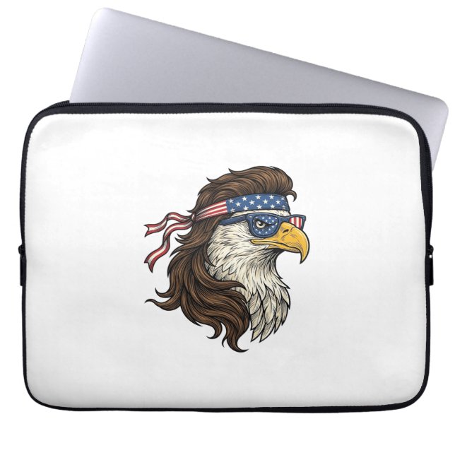Patriotic Eagle Mullet Vintage Engraving Vector De ラップトップスリーブ (正面)