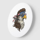 Patriotic Eagle Mullet Vintage Engraving Vector De ラージ壁時計 (傾斜)