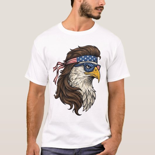 Patriotic Eagle Mullet Vintage Engraving Vector De Tシャツ (正面)