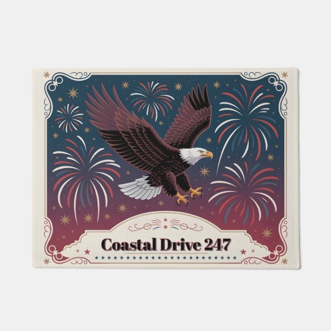 Patriotic Eagle Personalized Address Number Custom ドアマット (正面)