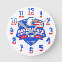 Patriotic Eagle Shield 250th Anniversary Acrylic ラウンド壁時計
