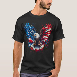 Patriotic Eagle T-Shirt on Black – American Flag W Tシャツ