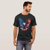 Patriotic Eagle T-Shirt on Black – American Flag W Tシャツ (正面フル)