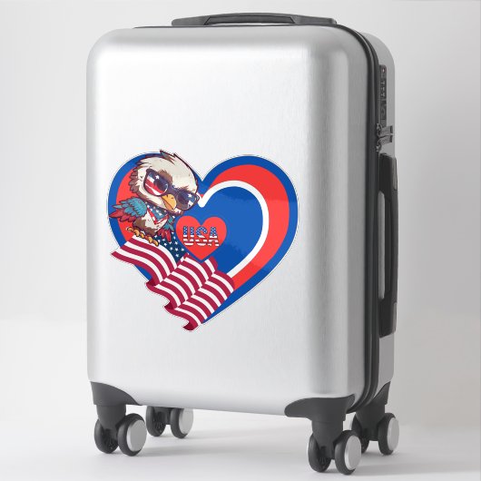 patriotic eagle USA Custom-Cut Vinyl Sticker シール (スーツケース)