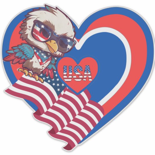 patriotic eagle USA Custom-Cut Vinyl Sticker シール (正面)