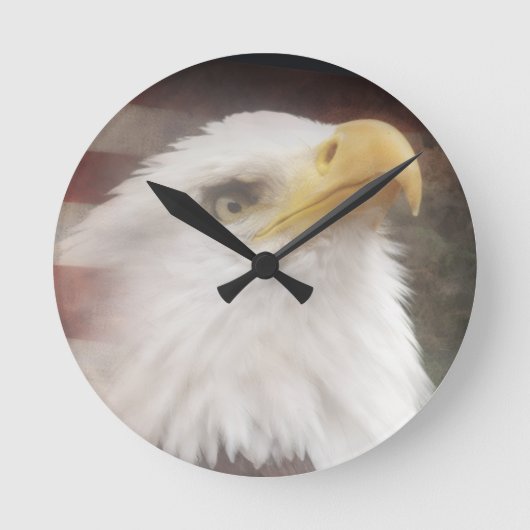 Patriotic Eagle Wall Clock – American Decor ラウンド壁時計 (正面)
