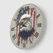 Patriotic Eagle Wall Clock USA Decor ラージ壁時計 (傾斜)