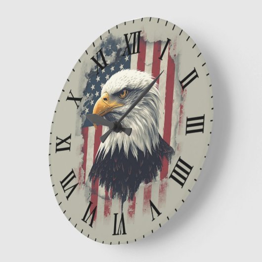 Patriotic Eagle Wall Clock USA Decor ラージ壁時計 (傾斜)