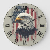 Patriotic Eagle Wall Clock USA Decor ラージ壁時計 (正面)