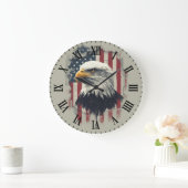 Patriotic Eagle Wall Clock USA Decor ラージ壁時計 (ホーム)