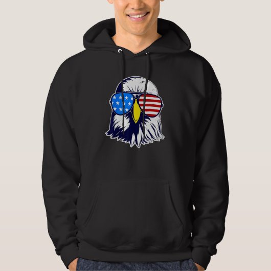 Patriotic Eagle with Sunglasses Fourth Of July Men パーカ (正面)