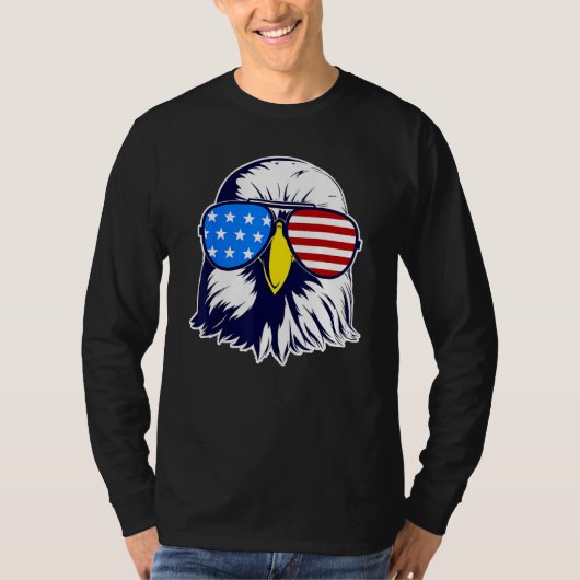 Patriotic Eagle with Sunglasses Fourth Of July Men Tシャツ (正面)