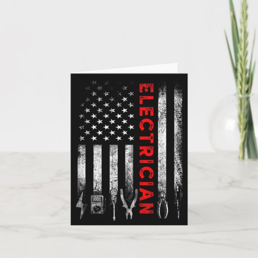 Patriotic Electrician American Flag Fathers Day  カード (正面)