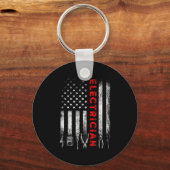 Patriotic Electrician American Flag Fathers Day  キーホルダー (正面)