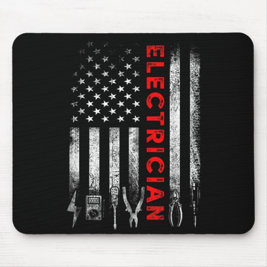 Patriotic Electrician American Flag Fathers Day  マウスパッド (正面)