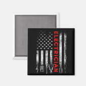 Patriotic Electrician American Flag Fathers Day  マグネット (正面/裏面)