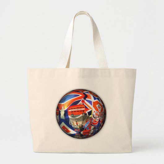 Patriotic England Londonコラージュのアートアクセサリー ラージトートバッグ (正面)