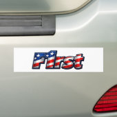 Patriotic F1rst Flag Design バンパーステッカー (車上)