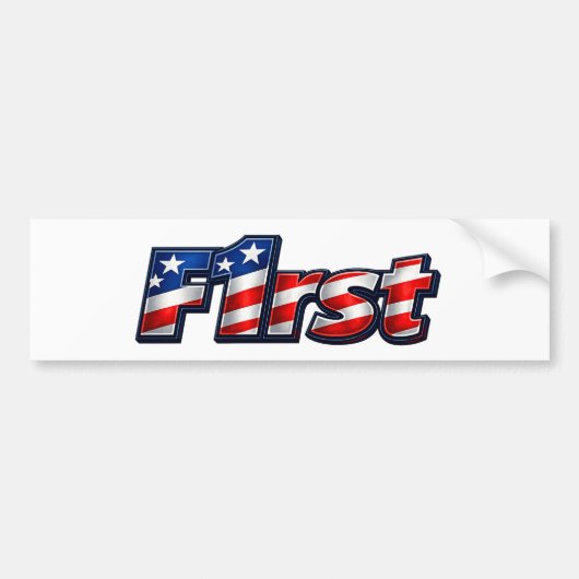 Patriotic F1rst Flag Design バンパーステッカー (正面)