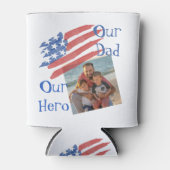 Patriotic Father's Day Stars & Stripes Photo 缶クーラー (正面)
