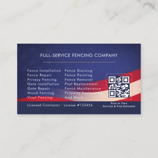 Patriotic Fencing Residential Commercial QR Code 名刺 (裏面)