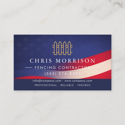 Patriotic Fencing Residential Commercial QR Code 名刺 (正面)