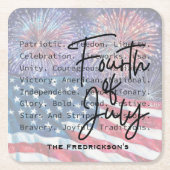 Patriotic Festive Fireworks スクエアペーパーコースター (正面)