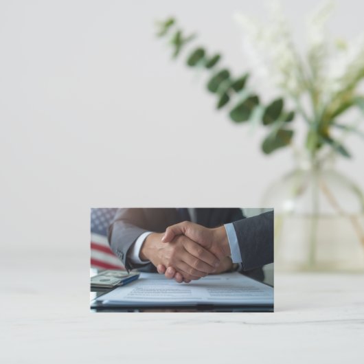 Patriotic Finance & Insurance Handshake 名刺 (スタンド正面)