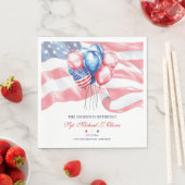 Patriotic Flag & Balloons Military Retirement スタンダードランチョンナプキン (インサイチュ)