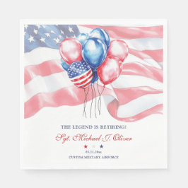 Patriotic Flag & Balloons Military Retirement スタンダードランチョンナプキン