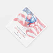 Patriotic Flag & Balloons Military Retirement スタンダードランチョンナプキン (角)