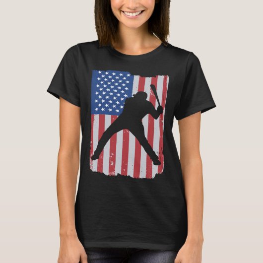 Patriotic Flag Baseball Softball 4 Th Of July Play Tシャツ (正面)