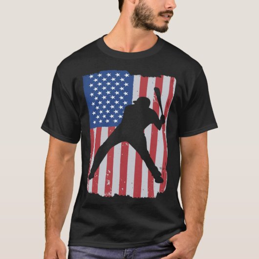 Patriotic Flag Baseball Softball 4 Th Of July Play Tシャツ (正面)