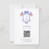 Patriotic Flag Crest | Monogram Wedding | QR RSVP (正面)