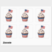 Patriotic flag cup cake muffin 4th of July  スクエアシール (シート)