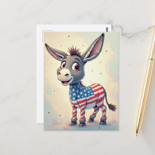 Patriotic Flag Donkey Vote ポストカード (正面/裏面インサイチュ)