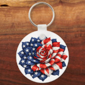 Patriotic Flag Floral Illustration キーホルダー (正面)