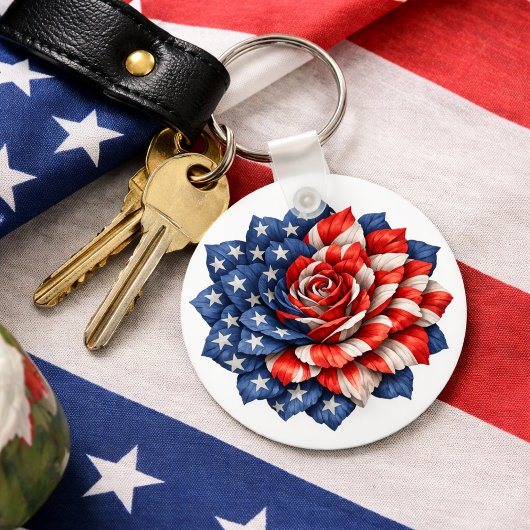 Patriotic Flag Floral Illustration キーホルダー