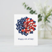 Patriotic Flag Floral Illustration シーズンポストカード (スタンド正面)