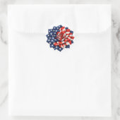 Patriotic Flag Floral Illustration ラウンドシール (バッグ)