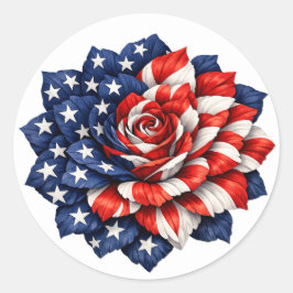 Patriotic Flag Floral Illustration ラウンドシール